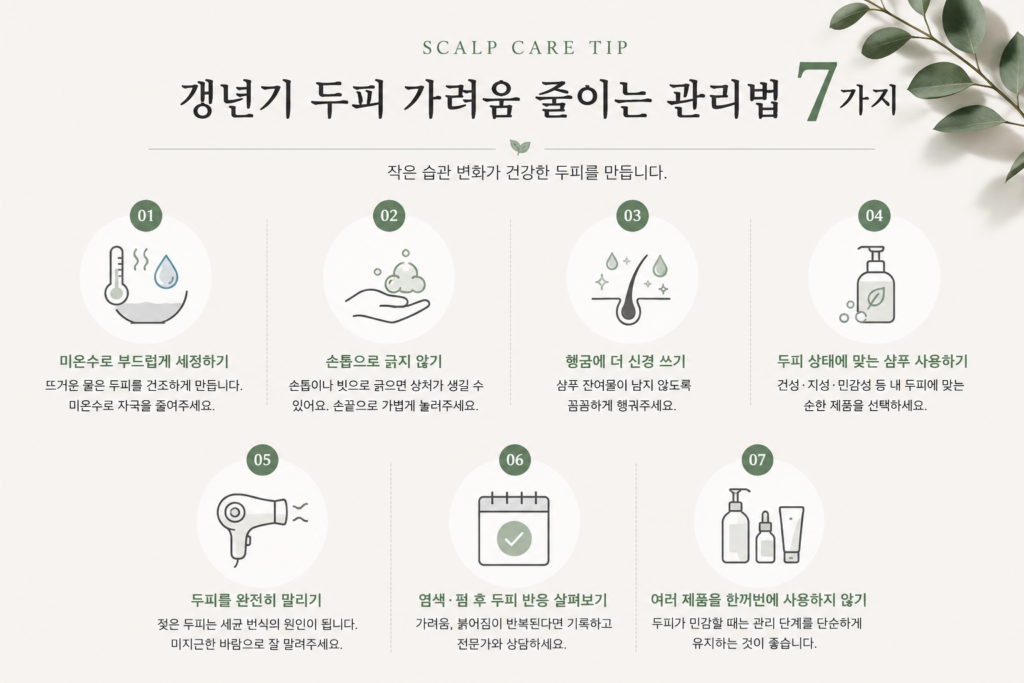 갱년기 두피 가려움 원인 7가지, 건조·열감·각질 줄이는 관리법 4 image 260