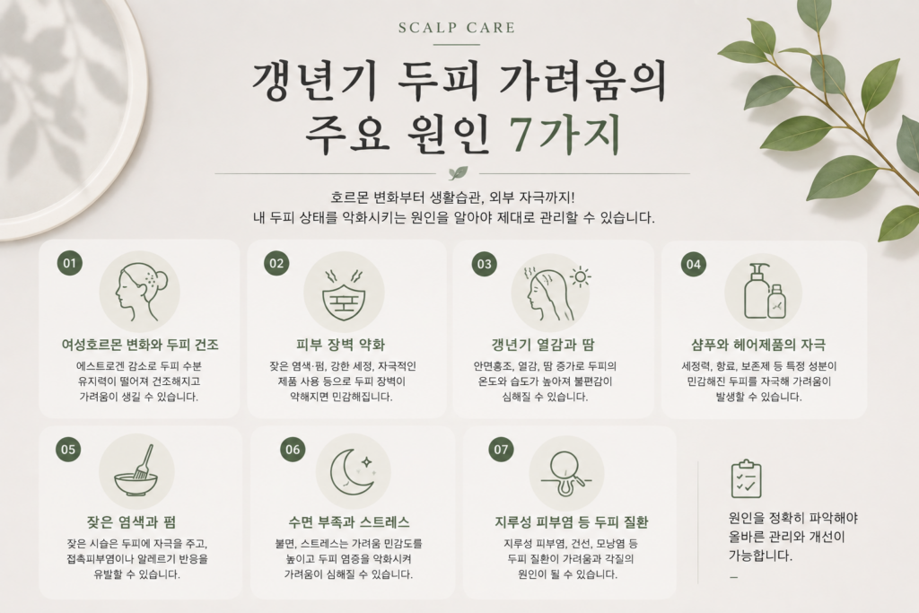 갱년기 두피 가려움 원인 7가지, 건조·열감·각질 줄이는 관리법 3 image 266