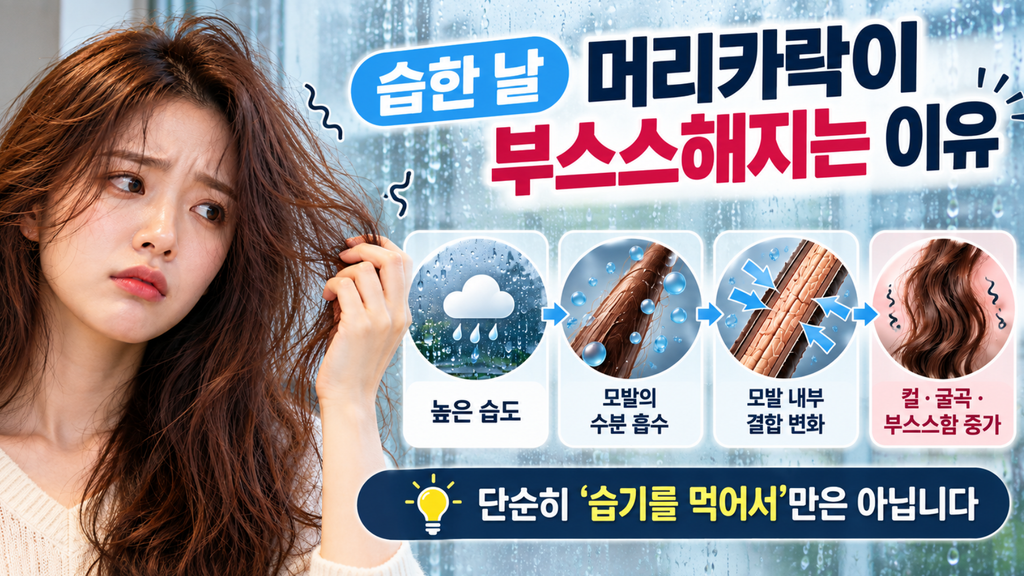 습한 날 머리카락이 부스스해지는 이유|장마철 머리 관리법 1 image
